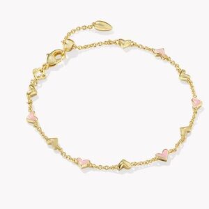 NWT Kendra Scott Haven Gold Delicate Chain Bracelet in Pink Enamel